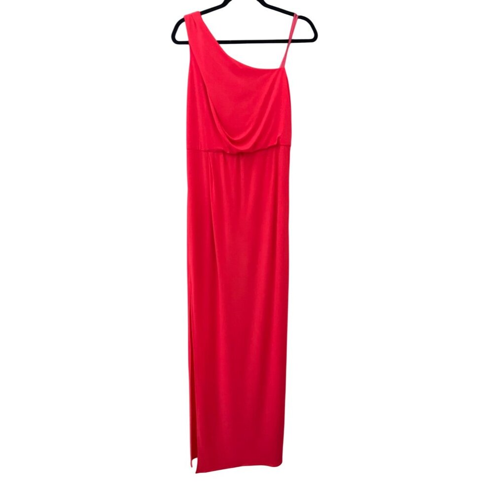 Hailey by Adrianna Papell  dress Neon Coral orange/pink One Shoulder Long Evenin